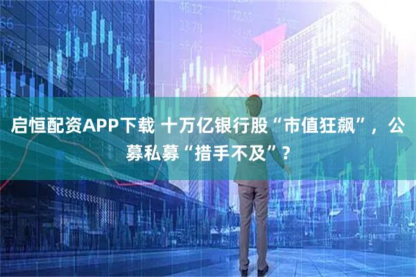 启恒配资APP下载 十万亿银行股“市值狂飙”，公募私募“措手不及”？